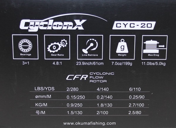 OKUMA Cyclon X CYC-20/30 Angel-Spinrolle
