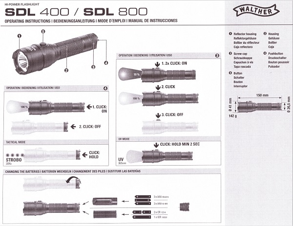 Taschenlampe "Walther" SDL 400 LED